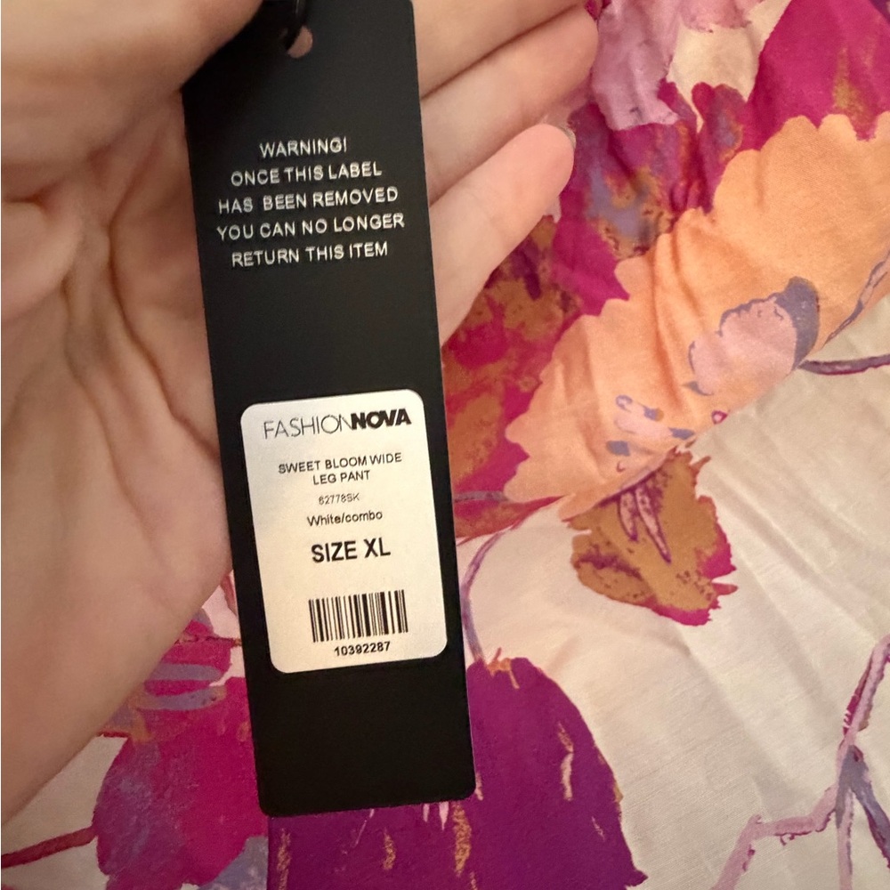 Fashion Nova Floral Wide Leg Pants - Pink and Purple - Picture 3 of 3